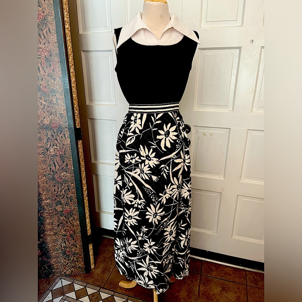 Vintage ‘Fritzi of California’ Preppy Psychedelic Sleeveless Maxi-Dress